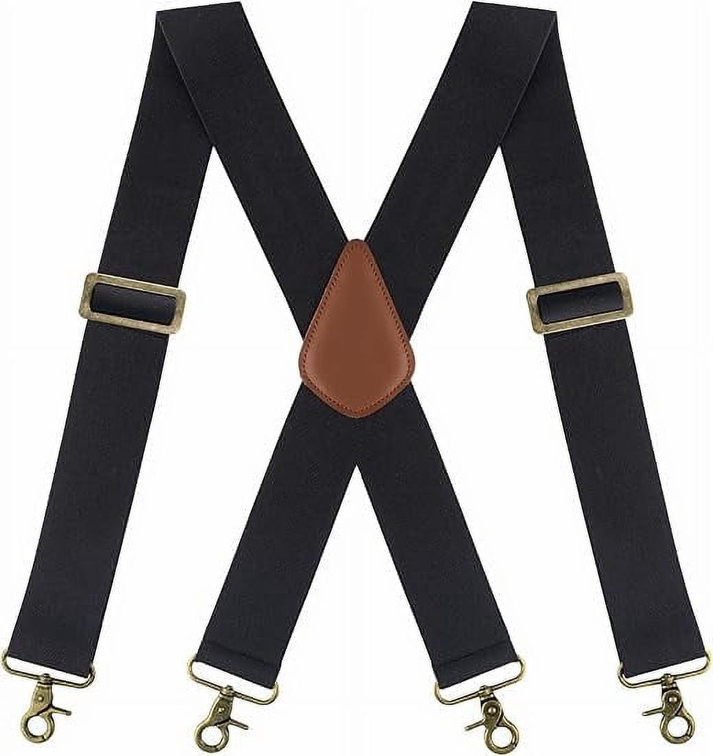 HBlife Men's X-Back 2 Inches Wide Heavy Duty Clips Adjustable Suspenders, Black