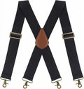 HBlife Men's X-Back 2 Inches Wide Heavy Duty Clips Adjustable Suspenders, Black