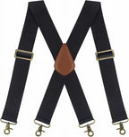 HBlife Men's X-Back 2 Inches Wide Heavy Duty Clips Adjustable Suspenders, Black