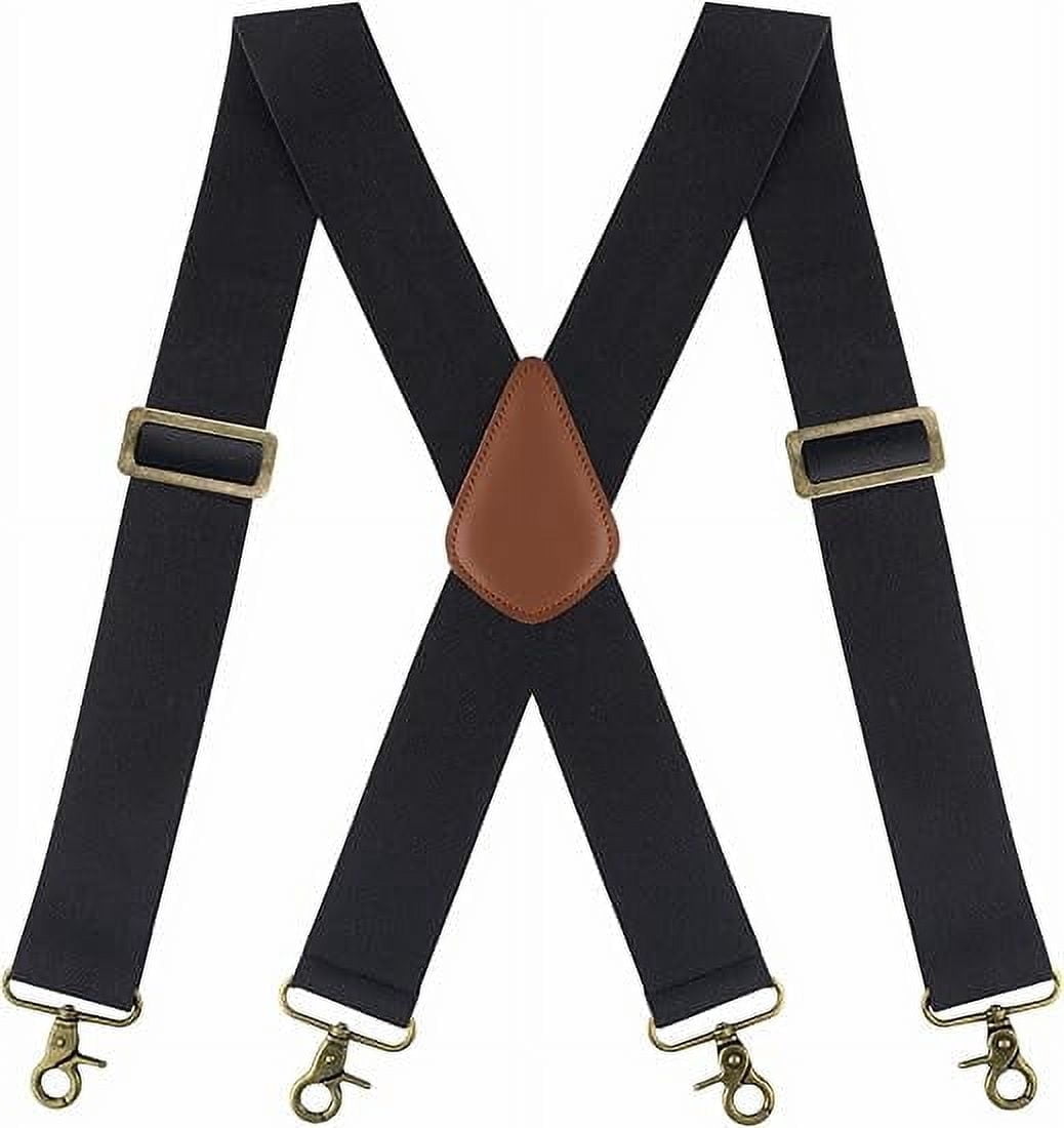 HBlife Men's X-Back 2 Inches Wide Heavy Duty Clips Adjustable Suspenders, Black