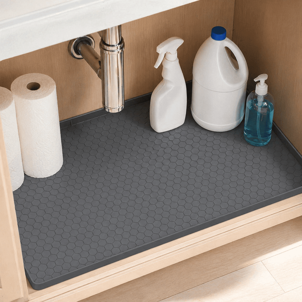 HBlife Silicone Under Sink Mats for Kitchen Waterproof, 31" x 22" Under Sink Tray Organizer