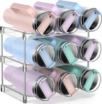 HBlife Upgraded 3-Tier Water Bottle Organizer for Stanley 40 oz Tumbler with Handle, Kitchen Organizer, Clear