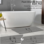 HBlife Stone Bath Mat, Diatomaceous Earth Bath Mat Bathmat, Non Slip Super Absorbent Quick Drying Diatomite Stone Bath Shower Mat for Bathroom, 23" x 15", Gray