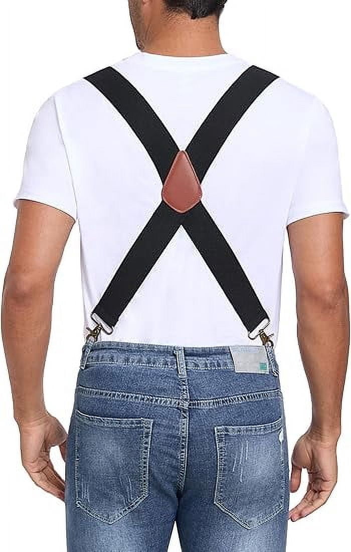 HBlife Men's X-Back 2 Inches Wide Heavy Duty Clips Adjustable Suspenders, Black