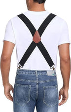 HBlife Men's X-Back 2 Inches Wide Heavy Duty Clips Adjustable Suspenders, Black