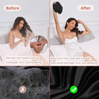HBlife Adjustable Silk Satin Hair Bonnet for Sleeping Women,Double Layer,Night Turban for Large Long Curly Braid Women Men Hair - Black