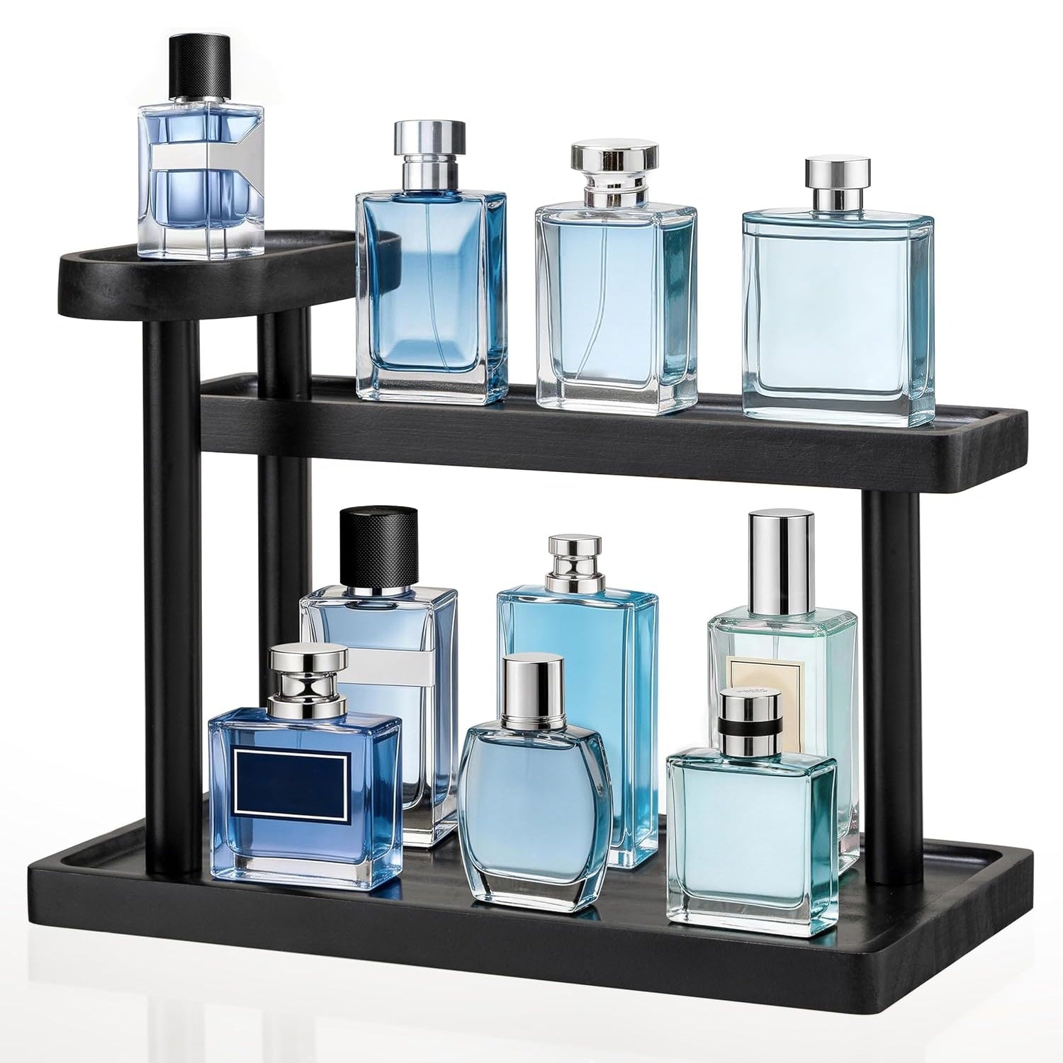 HBlife 3-Tier Cologne Organizer Stand Wooden Display 12.5 Inch Black