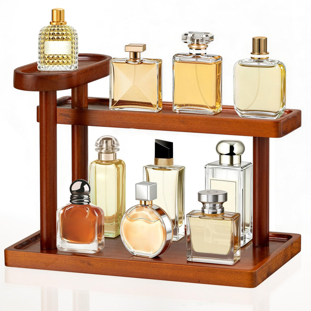 HBlife 3-Tier Cologne Organizer Stand Wooden Display 12.5 Inch Black