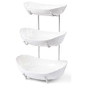 HBlife Fruit Bowl for Kitchen Counter - 3 Tier Ceramic Fruit Rack, Fruit Basket for Fresh Fruit&Veggies, Tiered Fruit Platter Serving Trays for Party