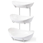 HBlife Fruit Bowl for Kitchen Counter - 3 Tier Ceramic Fruit Rack, Fruit Basket for Fresh Fruit&Veggies, Tiered Fruit Platter Serving Trays for Party