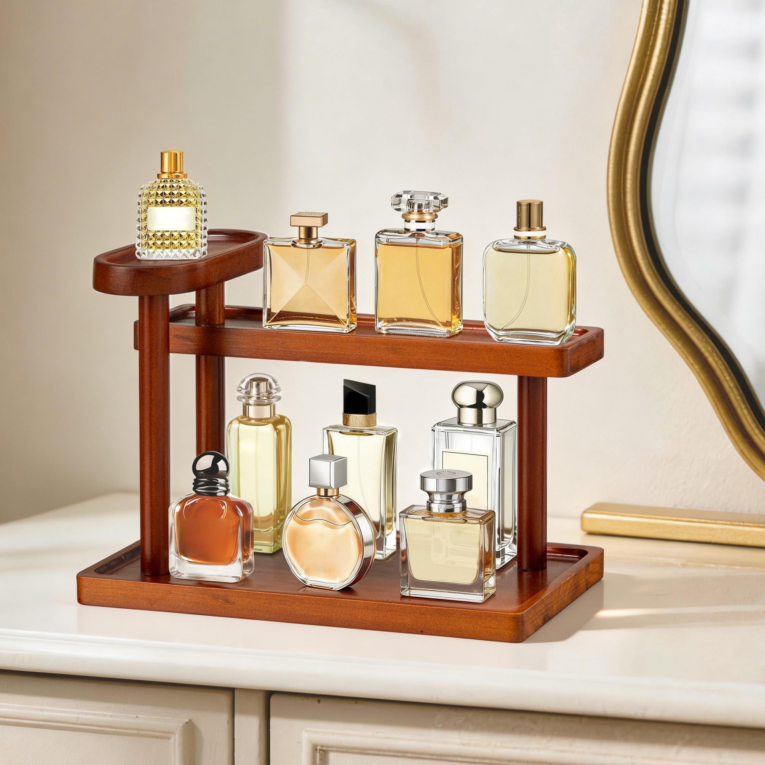 HBlife 3-Tier Cologne Organizer Stand Wooden Display 12.5 Inch Black