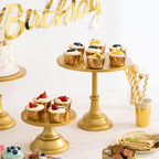 HBlife 3 PCS Gold Cake Stand Set (8"/10"/12" Plate) for 6-10 Inch Cakes, Dessert Table Display Set, Cupcake Stand for Party, Wedding, Birthday, Baby Shower, Anniversary (Metal)
