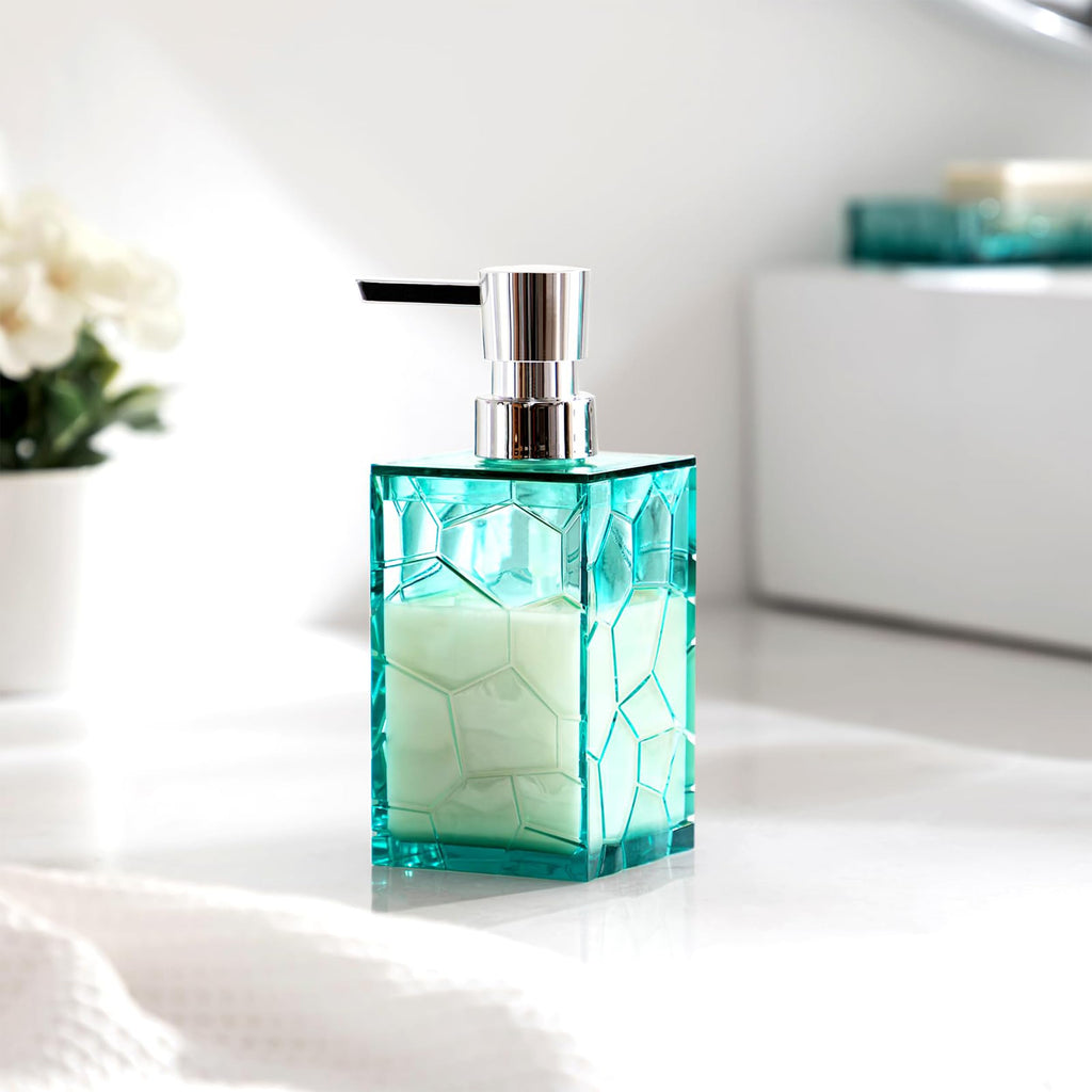 HBlife Bathroom Accessories Set, Sage Acrylic Bathroom Counter Set with Toothbrush Holder, Soap Dispenser, Tumbler, Soap Dish, Boho Modern Bathroom Accessories Decor, Ideal Gift Choice
