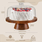HBlife Cake Stand with Lid (16.5"), Multifunctional Cake Stand with Acrylic Dome, Rectangular Bamboo 2-in-1 Cake Plate Display Stand with Cover for Baking Gifts, Birthday Kitchen Parties, Weddings