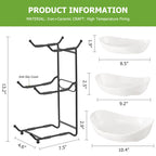HBlife Fruit Bowl for Kitchen Counter - 3 Tier Ceramic Fruit Rack, Fruit Basket for Fresh Fruit&Veggies, Tiered Fruit Platter Serving Trays for Party