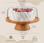 HBlife Cake Stand with Lid (16.5"), Multifunctional Cake Stand with Acrylic Dome, Rectangular Bamboo 2-in-1 Cake Plate Display Stand with Cover for Baking Gifts, Birthday Kitchen Parties, Weddings