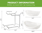 HBlife Fruit Bowl for Kitchen Counter - 2 Tier Ceramic Fruit Bowl with Metal Stand, Tiered Fruit Basket for Kitchen Counter, Serving Platters Serving Trays for Party