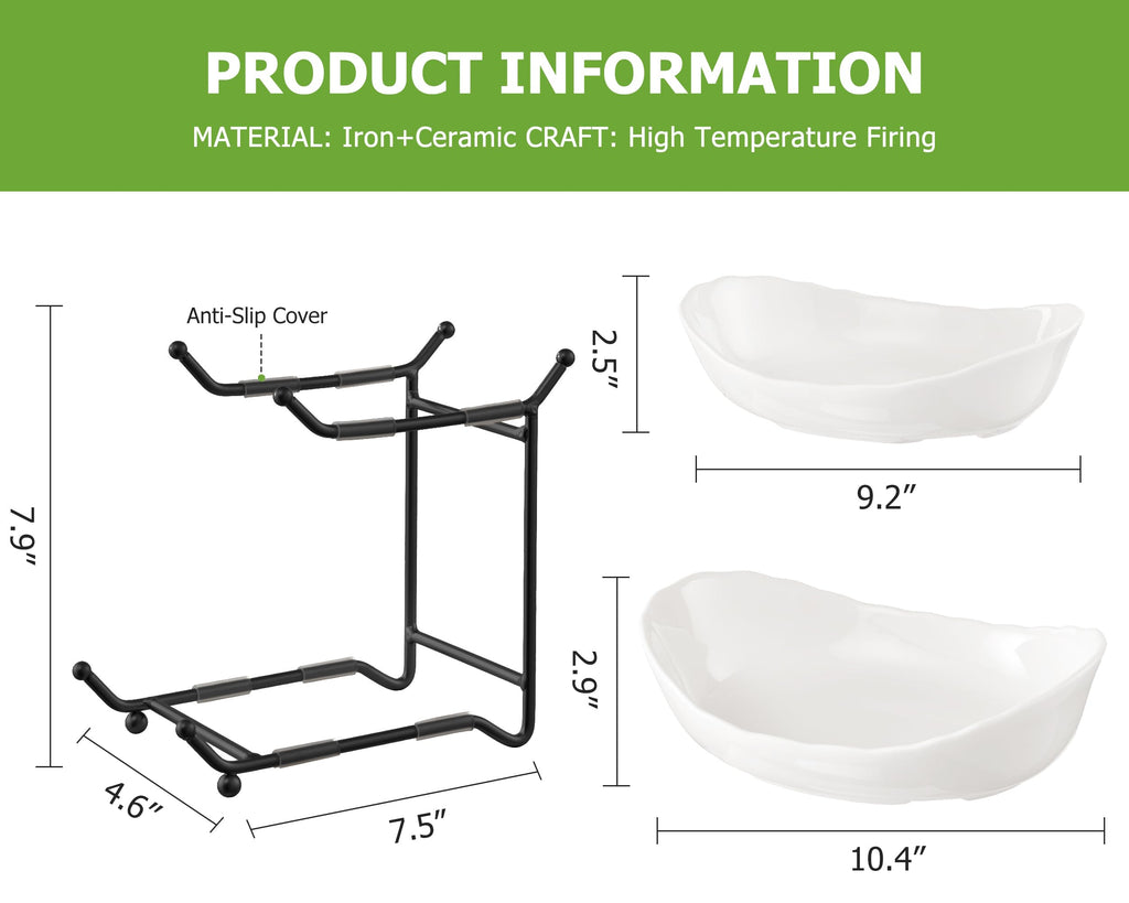 HBlife Fruit Bowl for Kitchen Counter - 2 Tier Ceramic Fruit Bowl with Metal Stand, Tiered Fruit Basket for Kitchen Counter, Serving Platters Serving Trays for Party
