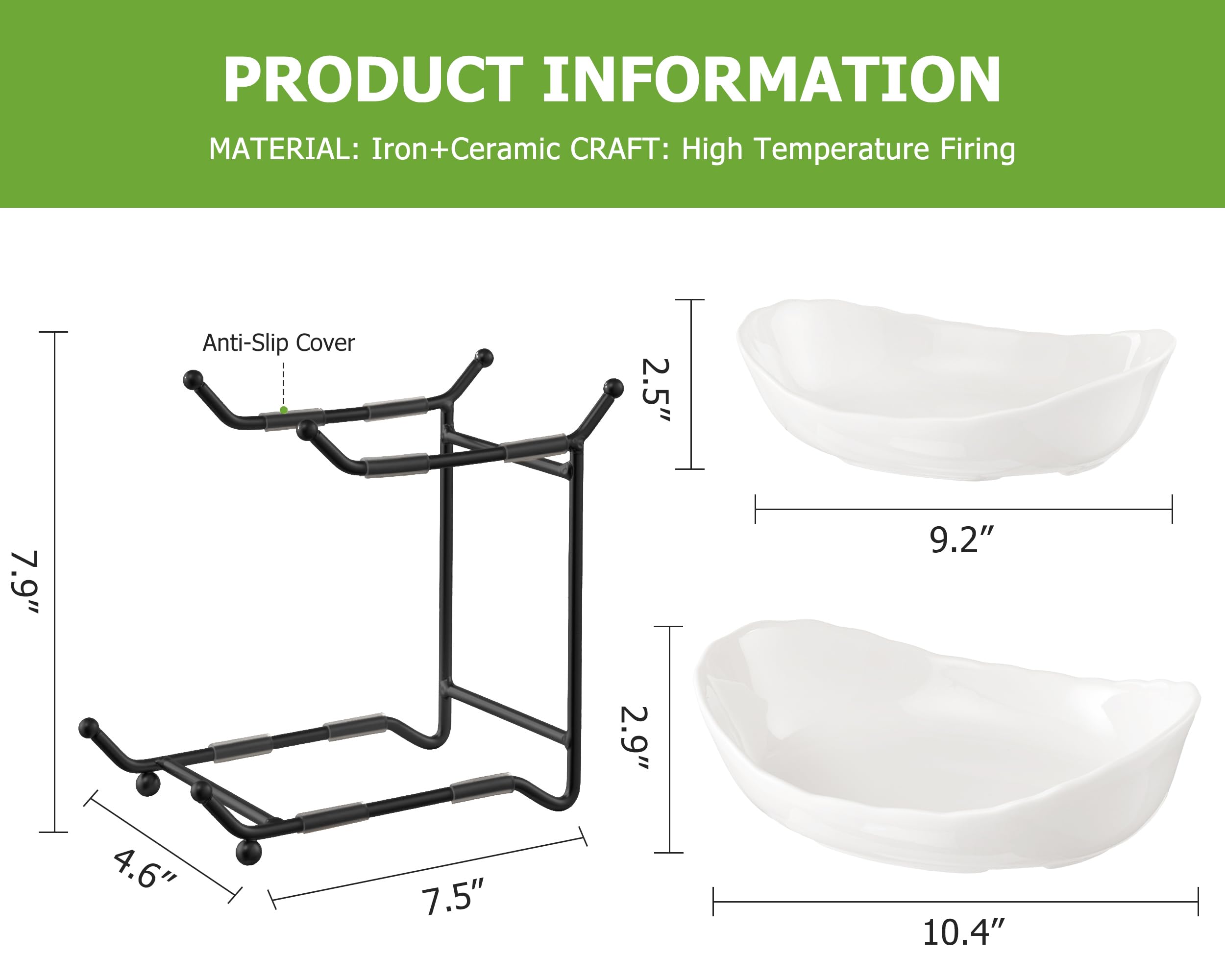 HBlife Fruit Bowl for Kitchen Counter - 2 Tier Ceramic Fruit Bowl with Metal Stand, Tiered Fruit Basket for Kitchen Counter, Serving Platters Serving Trays for Party