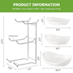 HBlife Fruit Bowl for Kitchen Counter - 3 Tier Ceramic Fruit Rack, Fruit Basket for Fresh Fruit&Veggies, Tiered Fruit Platter Serving Trays for Party