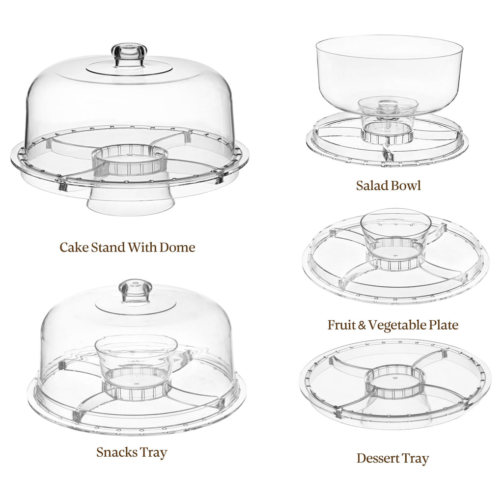 HBlife Cake Stand with Lid (16.5"), Multifunctional Cake Stand with Acrylic Dome, Rectangular Bamboo 2-in-1 Cake Plate Display Stand with Cover for Baking Gifts, Birthday Kitchen Parties, Weddings