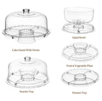HBlife Cake Stand with Lid (16.5"), Multifunctional Cake Stand with Acrylic Dome, Rectangular Bamboo 2-in-1 Cake Plate Display Stand with Cover for Baking Gifts, Birthday Kitchen Parties, Weddings