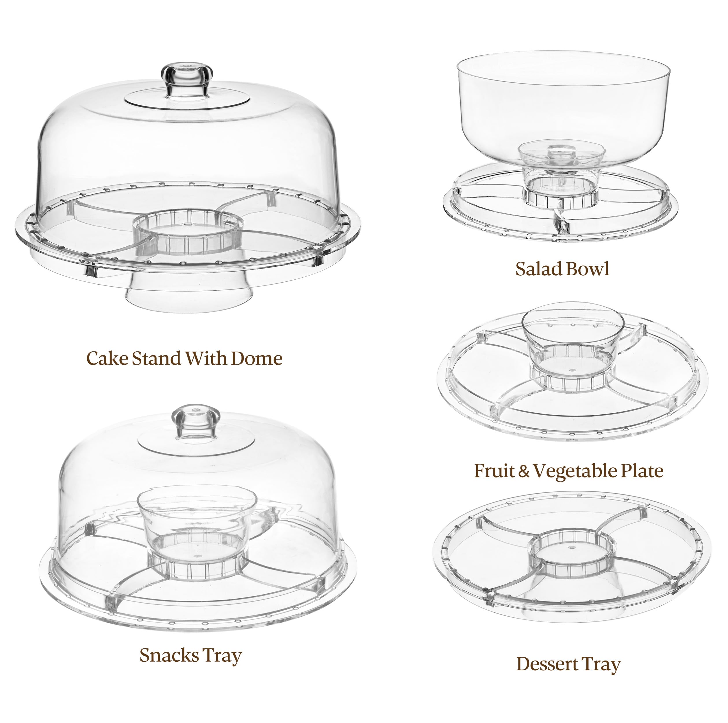 HBlife Cake Stand with Lid (16.5"), Multifunctional Cake Stand with Acrylic Dome, Rectangular Bamboo 2-in-1 Cake Plate Display Stand with Cover for Baking Gifts, Birthday Kitchen Parties, Weddings