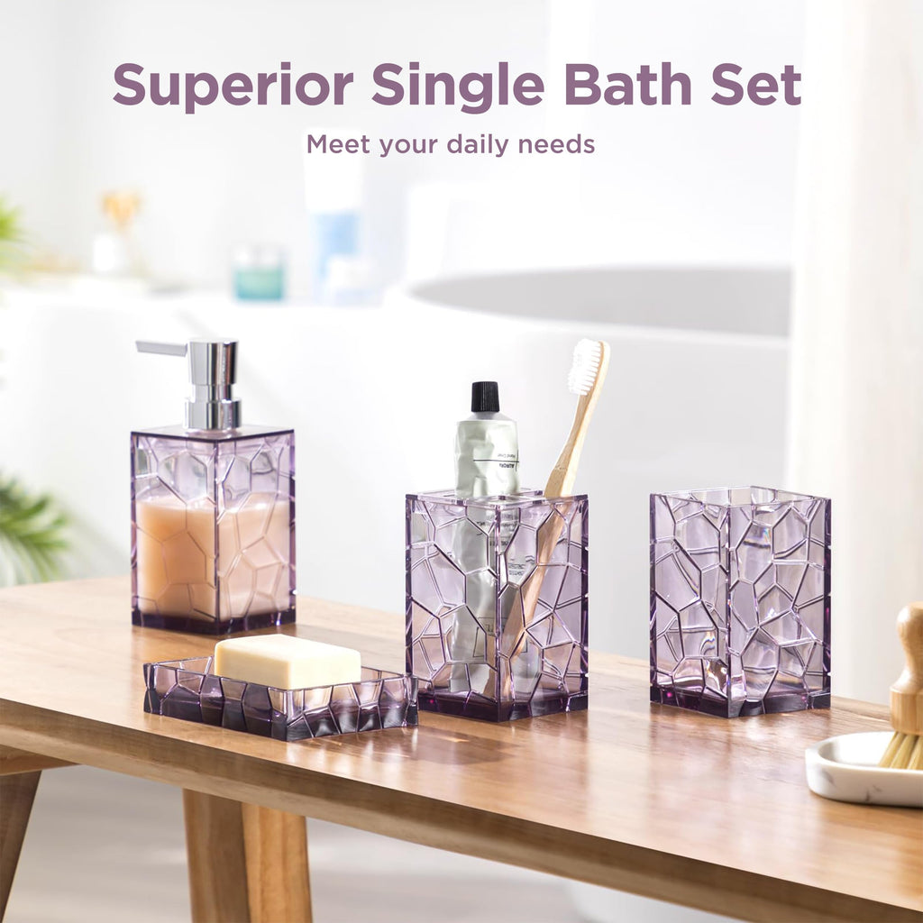 HBlife Bathroom Accessories Set, Sage Acrylic Bathroom Counter Set with Toothbrush Holder, Soap Dispenser, Tumbler, Soap Dish, Boho Modern Bathroom Accessories Decor, Ideal Gift Choice