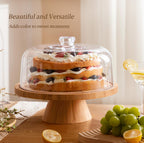 HBlife Cake Stand with Lid (16.5"), Multifunctional Cake Stand with Acrylic Dome, Rectangular Bamboo 2-in-1 Cake Plate Display Stand with Cover for Baking Gifts, Birthday Kitchen Parties, Weddings