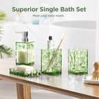 HBlife Bathroom Accessories Set, Sage Acrylic Bathroom Counter Set with Toothbrush Holder, Soap Dispenser, Tumbler, Soap Dish, Boho Modern Bathroom Accessories Decor, Ideal Gift Choice