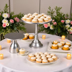 HBlife 3 PCS Gold Cake Stand Set (8"/10"/12" Plate) for 6-10 Inch Cakes, Dessert Table Display Set, Cupcake Stand for Party, Wedding, Birthday, Baby Shower, Anniversary (Metal)