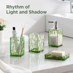 HBlife Bathroom Accessories Set, Sage Acrylic Bathroom Counter Set with Toothbrush Holder, Soap Dispenser, Tumbler, Soap Dish, Boho Modern Bathroom Accessories Decor, Ideal Gift Choice