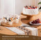 HBlife Cake Stand with Lid (16.5"), Multifunctional Cake Stand with Acrylic Dome, Rectangular Bamboo 2-in-1 Cake Plate Display Stand with Cover for Baking Gifts, Birthday Kitchen Parties, Weddings
