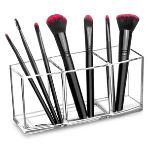 HBlife Makeup Brush Holder, Acrylic Makeup Organizer with 2 Brush Holders  and