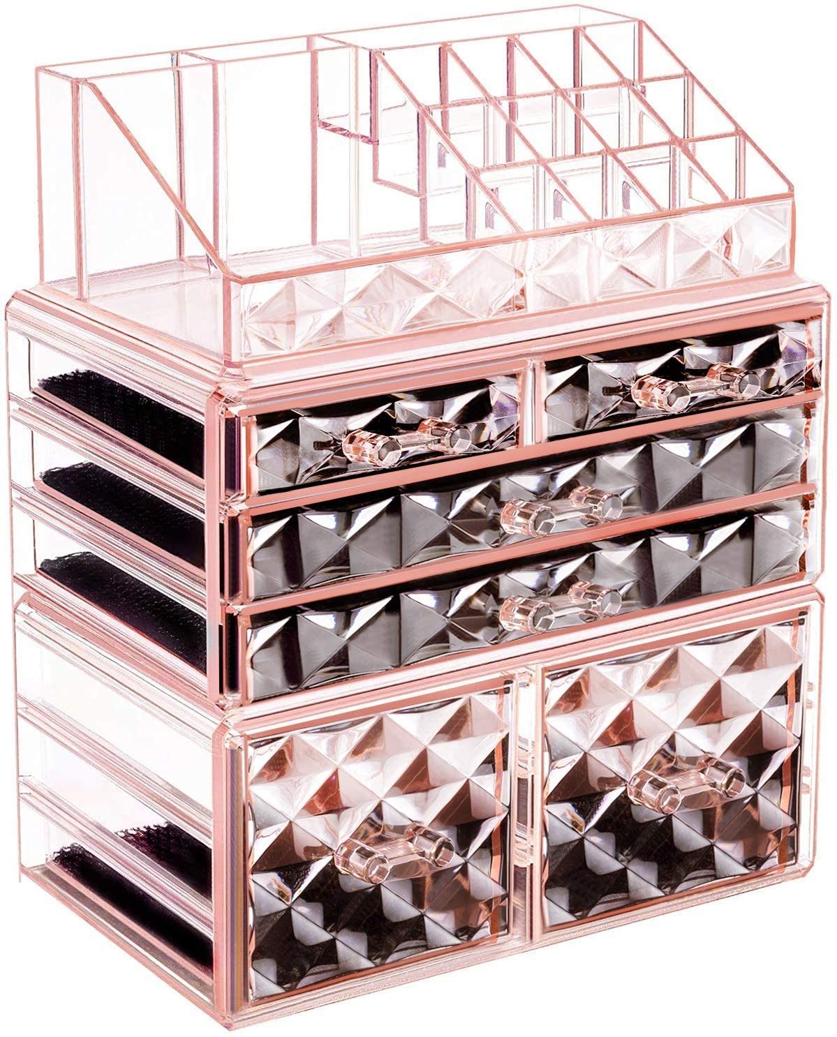 HBlife Makeup Organizer Acrylic Cosmetic Storage Drawers and Jewelry Display Box with 4