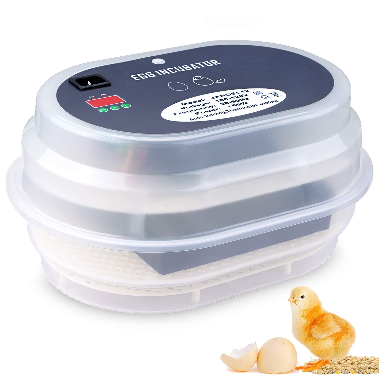 Egg Incubator, HBlife 9-12 Digital Fully Automatic Incubator for Chicken Eggs, Poultry Hatcher for Chickens Ducks Birds