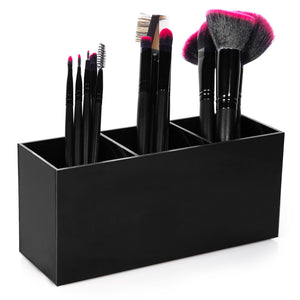 HBlife Makeup Brush Holder Organizer, 3 Slot Acrylic Cosmetics Brushes Storage Solution