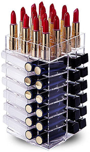 HBlife Lipstick Holder, Acrylic Rotating 64 Lipstick Tower Organizer Spinning Lipstick Tower Lipgloss Holder with Removable Dividers