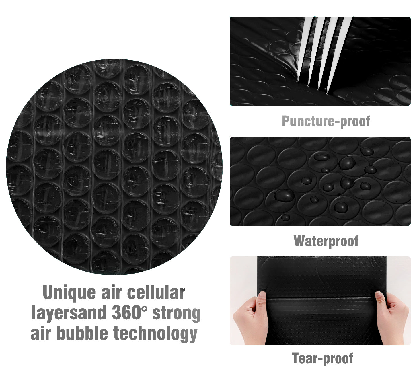 HBlife #0 6x10 Inches Poly Bubble Mailers Self Seal Black Padded Envelopes, Pack of 25