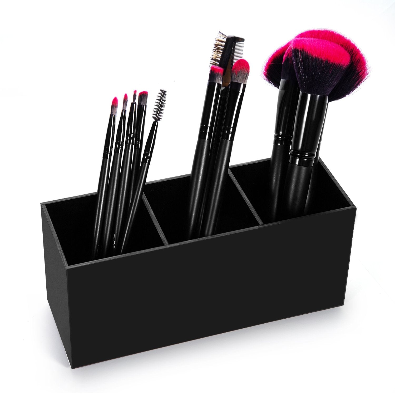 HBlife Makeup Brush Holder Organizer, 3 Slot Acrylic Cosmetics Brushes Storage Solution