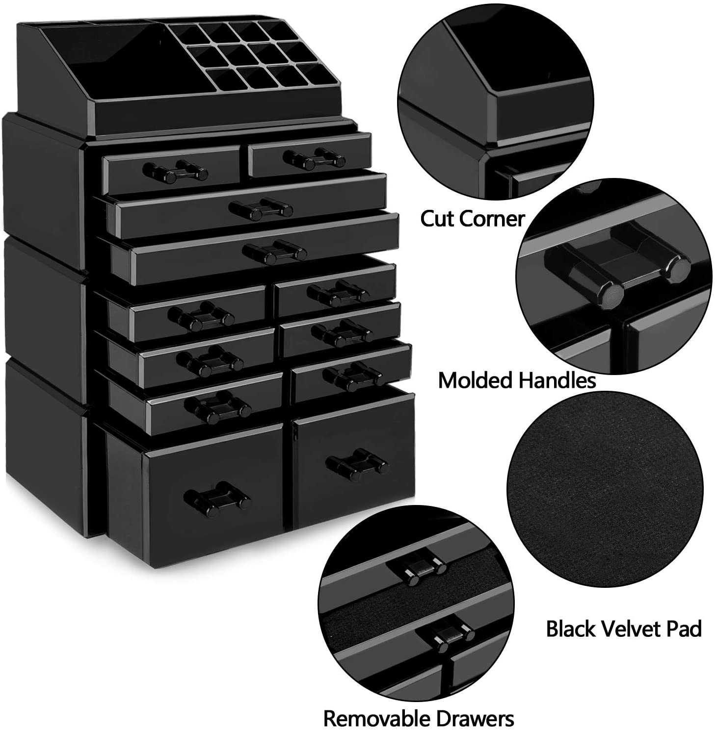 HBlife Makeup Organizer Acrylic Cosmetic Storage Drawers and Jewelry  Display Box