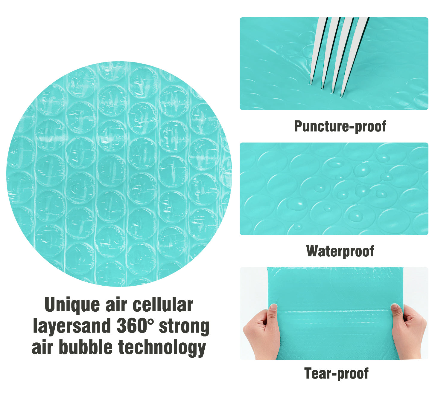 HBlife #0 6x10 Inches Poly Bubble Mailers Self Seal Teal Padded Envelopes, Pack of 25