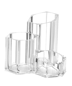 hblife Makeup Brush Holder Organizer, 3 Slot Acrylic Cosmetics Brushes Storage Solution, Clear