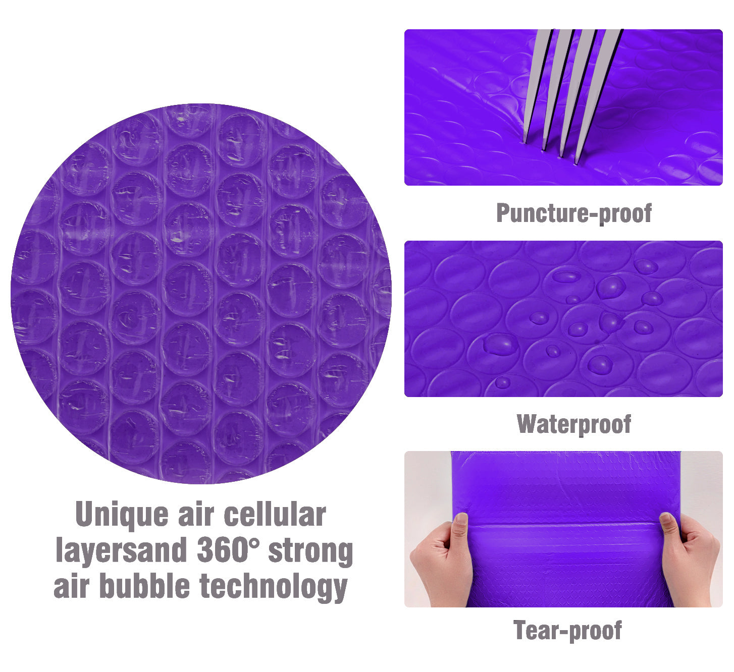HBlife 8.5x12 Inches Poly Bubble Mailers Self Seal Purple Padded Envelopes, Pack of 25