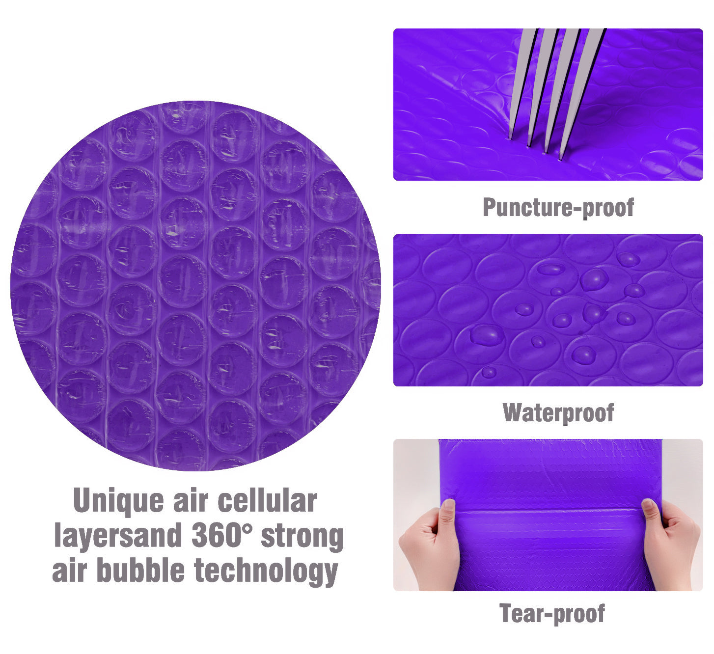 HBlife #000 4x8 Inches Poly Bubble Mailers Self Seal Purple Padded Envelopes, Pack of 50