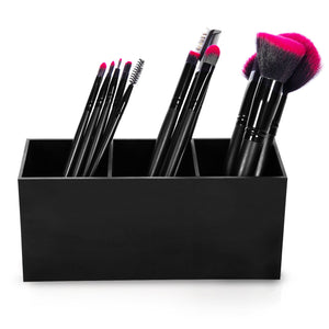 HBlife Makeup Brush Holder Organizer, 3 Slot Acrylic Cosmetics Brushes Storage Solution