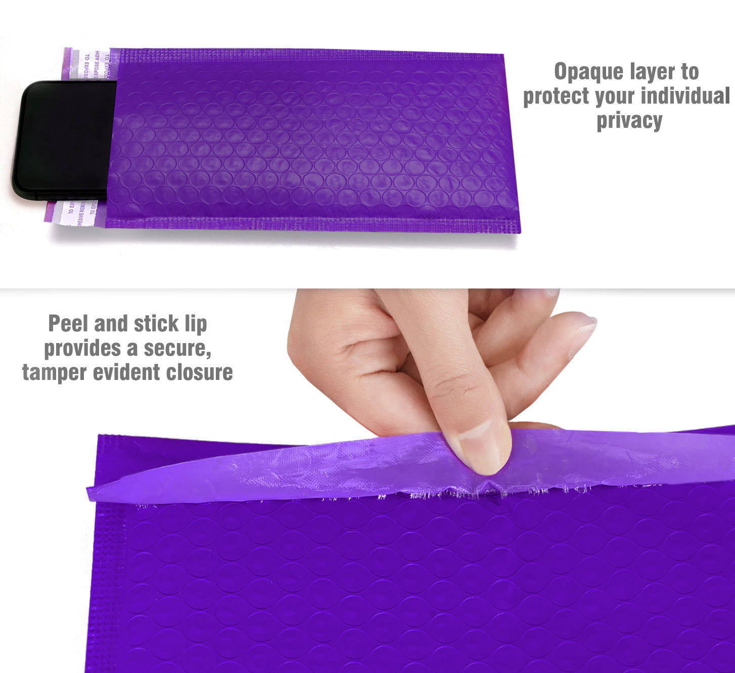 HBlife #000 4x8 Inches Poly Bubble Mailers Self Seal Purple Padded Envelopes, Pack of 50