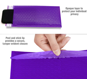 HBlife #000 4x8 Inches Poly Bubble Mailers Self Seal Purple Padded Envelopes, Pack of 50