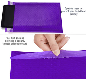 HBlife 8.5x12 Inches Poly Bubble Mailers Self Seal Purple Padded Envelopes, Pack of 25