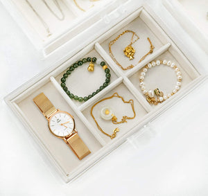 hblife Clear Jewelry Box Acrylic Velvet Jewelry Organizer for Women with 3 Drawers Ring Earring Necklace Bracelet Holder Display Case